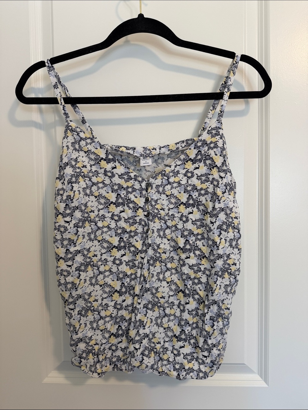 Old Navy White Floral Spaghetti Strap Tank with Yellow Accents